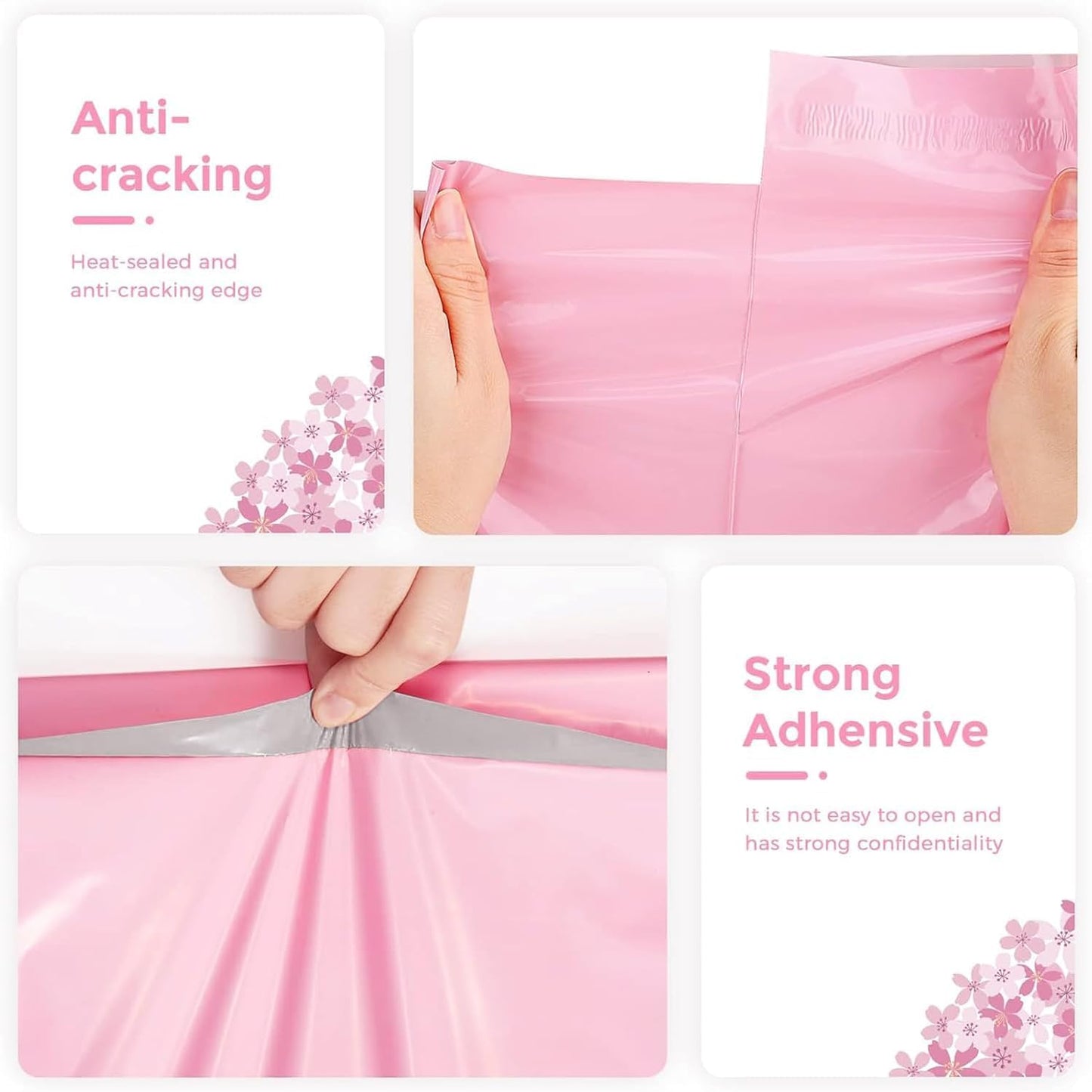 Fuxury Poly Mailers 10x13 Inch 500pc,Sturdy Shipping Bags for Clothes,Self Adhesive Mailing Shipping Envelopes,Waterproof Mailers Poly Bags,Colorful Packaging Bags for Small Business Pink