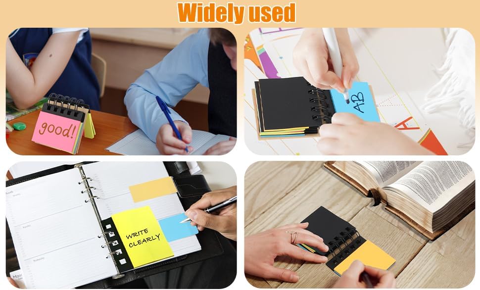 RHAWOM 12 Pads Mini Sticky Note Pads Sets,Hard Cover Cute Spiral Notepad with Variety Size,3 x 3.5 in ，Book Page Tabs Coil Post,Gifts for Work Friends Notebook Bulk 250 Count/Pad