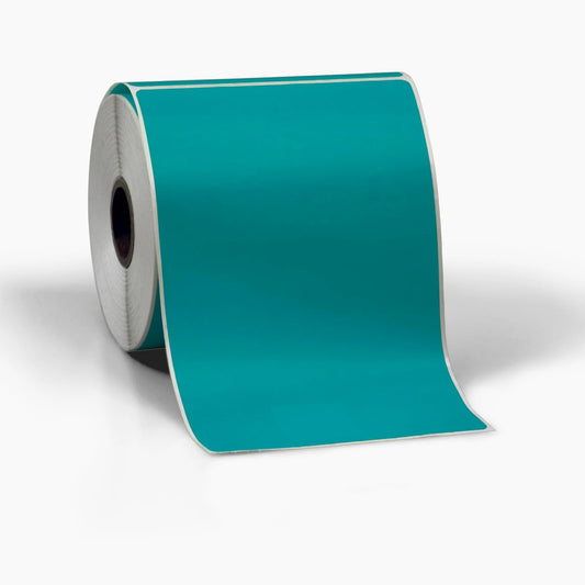 4" X 6" Direct Thermal Perforated Stickers Labels for Shipping Labels, Inventory, and Color Coding - Compatible with Zebra, Rollo, Godex and More (Teal, 12 Rolls)