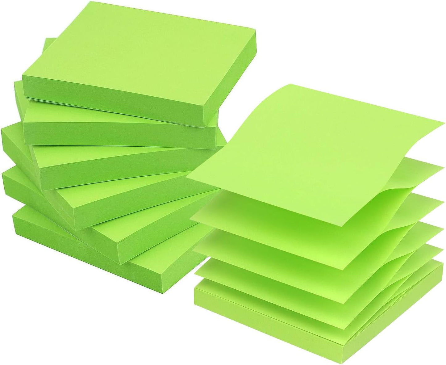 Early Buy Pop Up Sticky Notes 3x3 Refills Self-Stick Notes 6 Pads, Solid Color, 100 Sheets/Pad (Green)