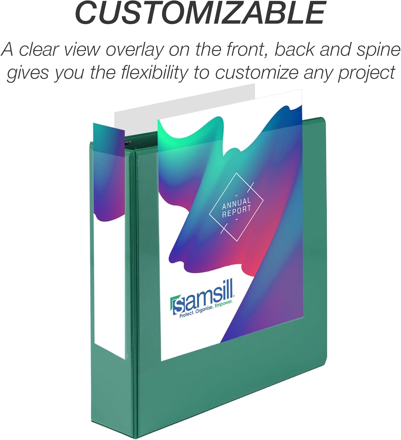 Samsill 2 Inch 3 Ring Binder, Made in USA, Economy Round Ring, Clear View Cover, 425 Sheet Capacity - for School, Home, Office - Forest Green