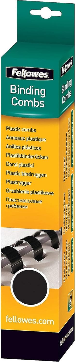 Fellowes "Fellowes 52327, Plastic Combs - Round Back, 100 pack, Black, "5/8"",120 sheet capacity"
