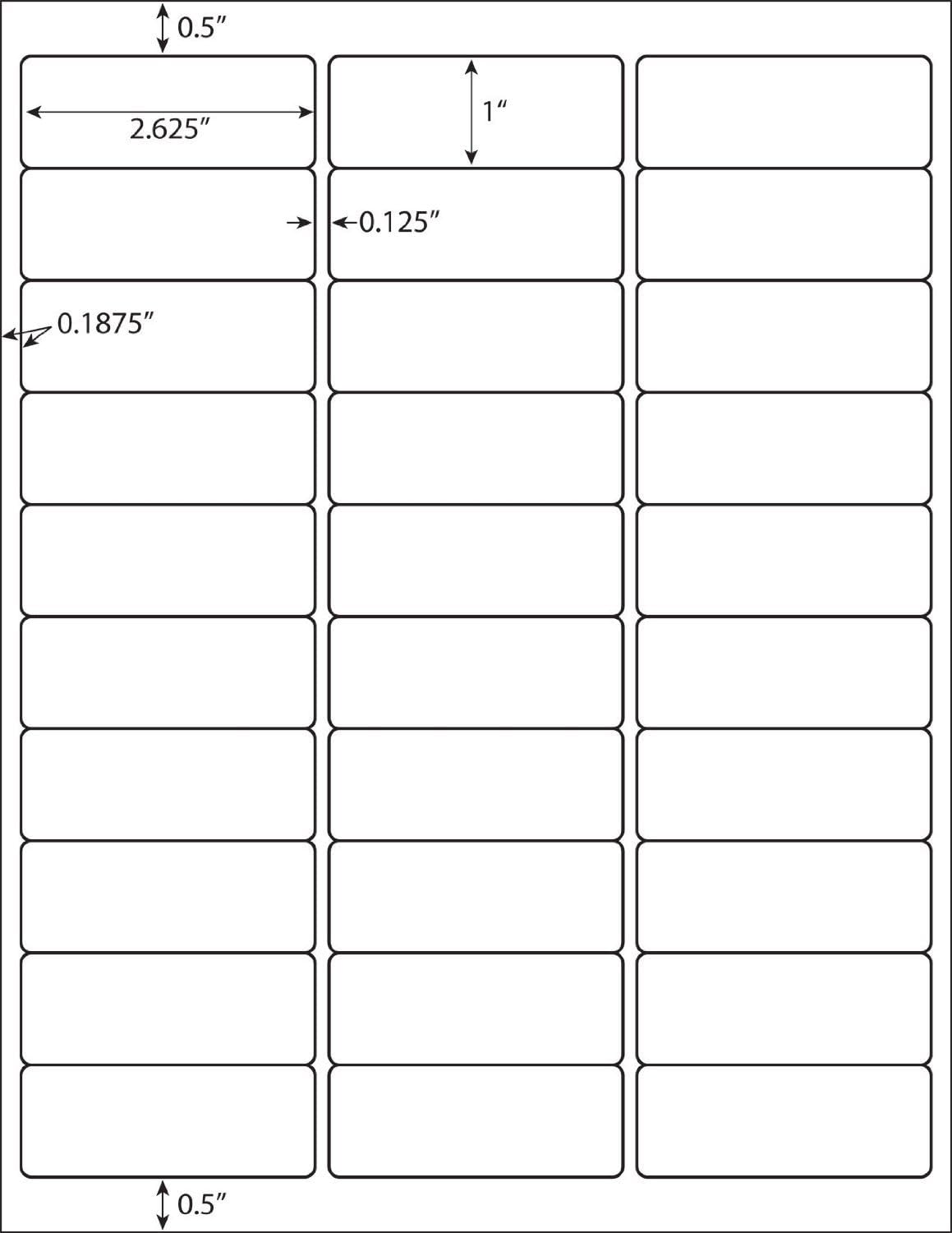 30 UP Shipping Address Labels for Inkjet Printers 1" x 2-5/8", Pack of 7500 Labels