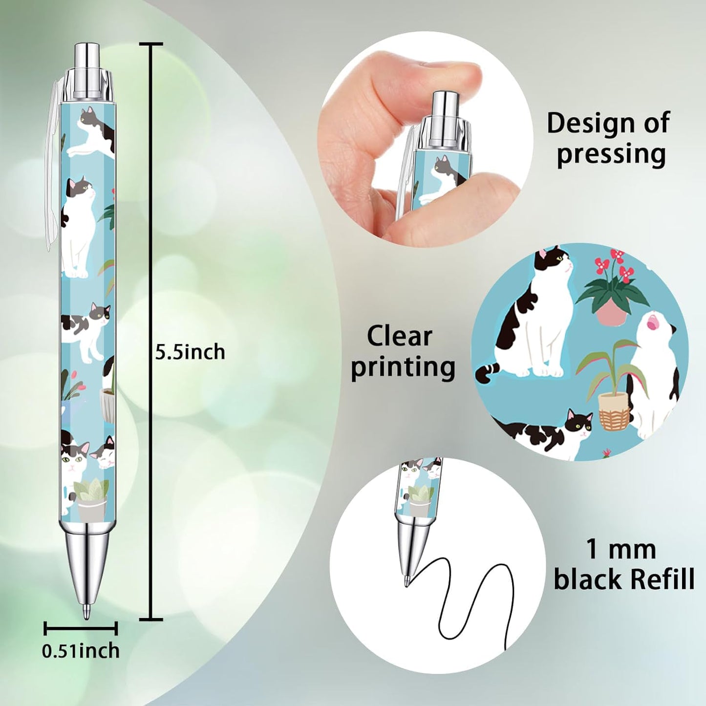 Idealmuzik 6 Cat Pens for Cat Lovers,Cute Kawaii Funny Cats Kitty Themed Paw Ballpoint Gel Pen, Japanese Stationary Notebook Diary For Women Office Worker Supplies Stuff Decor Desk Accessories Gifts