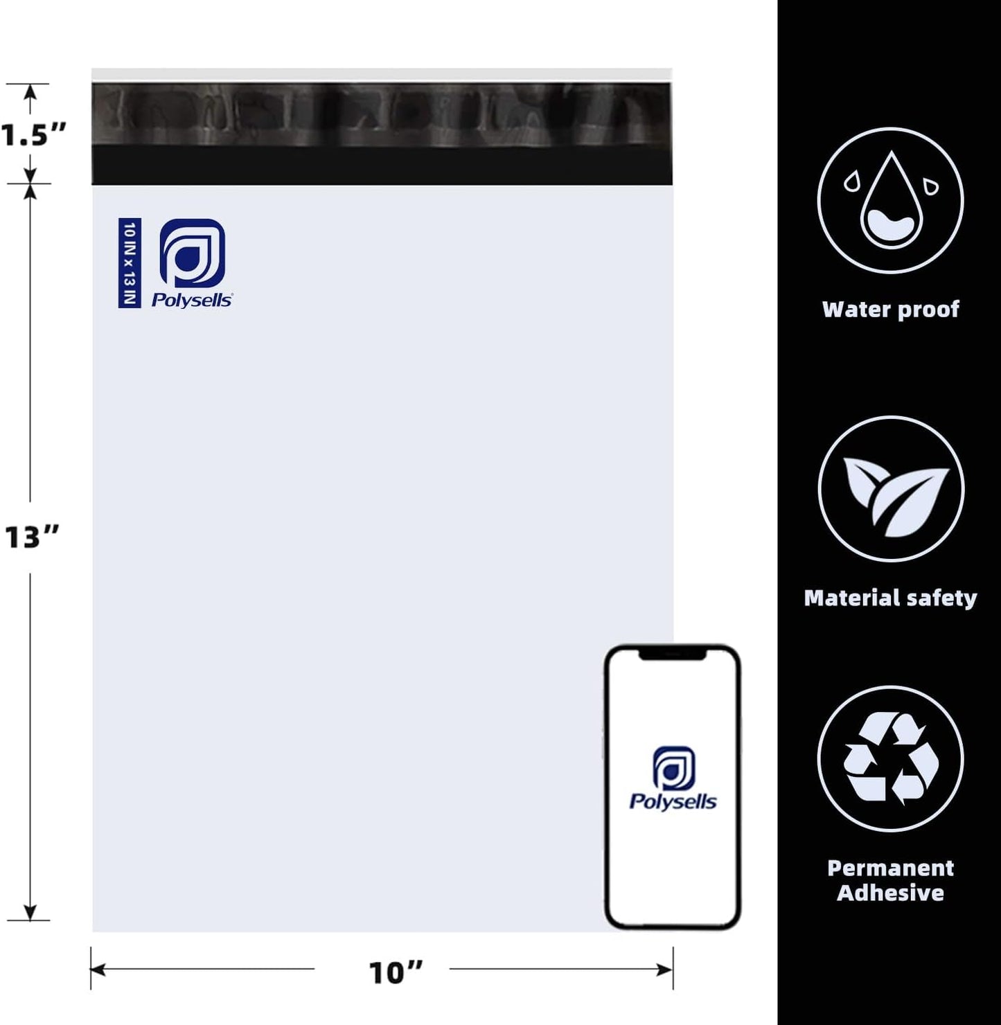 POLYSELLS 5000pcs 10x13 Inches White Poly Mailers Shipping Envelopes, Strong Adhesive Sealing, Waterproof, and Tear-resistant Postal Mailing Bags for clothing, books, and accessories