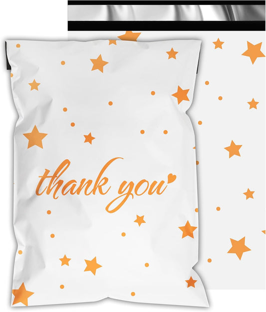 Thank You Poly Mailers 14.5x19 Inch 50 Pcs - Pentagram printed Shipping Bags, 2.4mil Thickness, Waterproof and Tear Resistant Mailing Envelopes, Self-Sealing Packaging Bags for Small Business