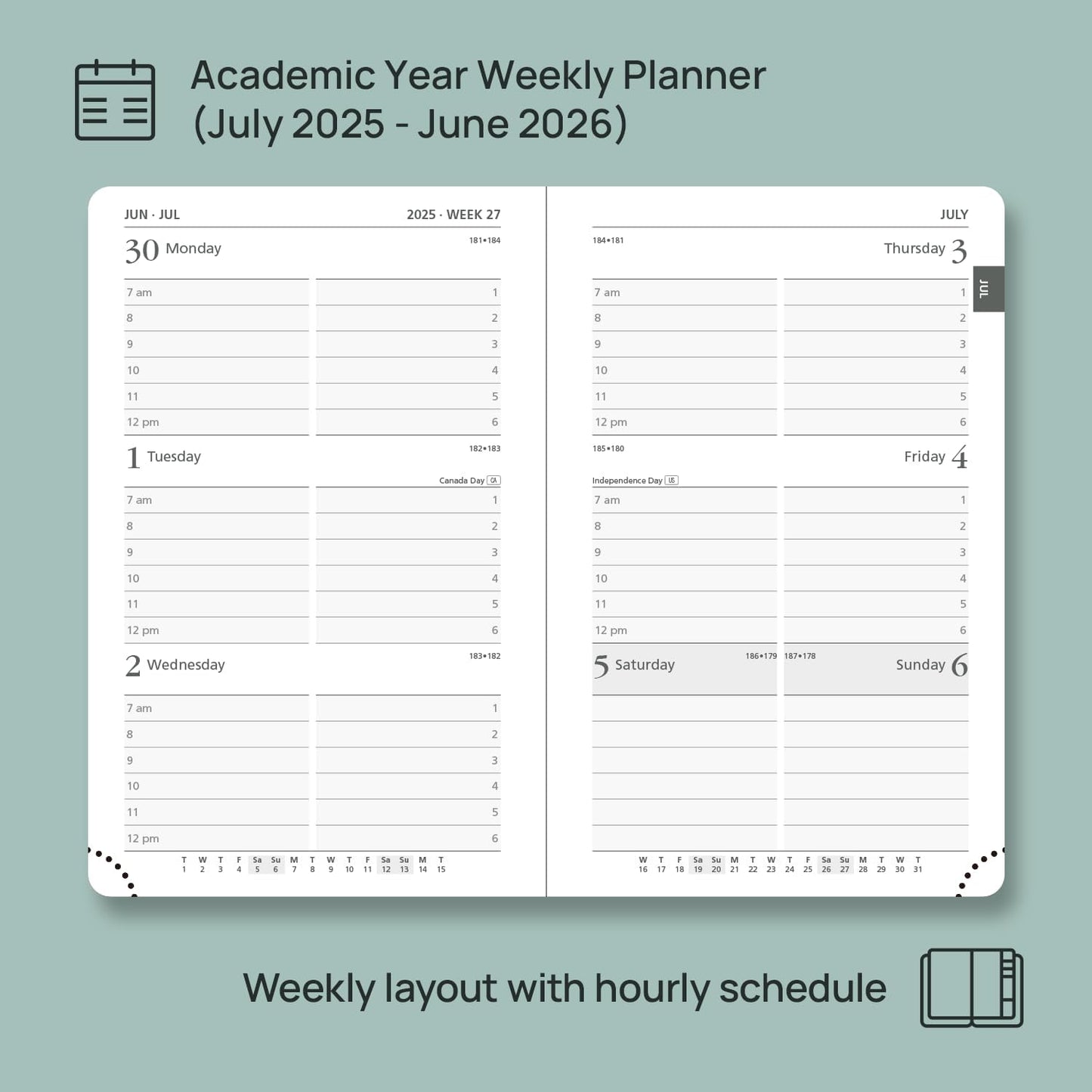 POPRUN Pocket Planner 2025-2026, (Purse Size 4''x 6.25'' Hard Cover) Academic Year Calendar Daily Weekly and Monthly (July 25-June 26) with Hourly Time Slots, 100 GSM Paper - Burgundy