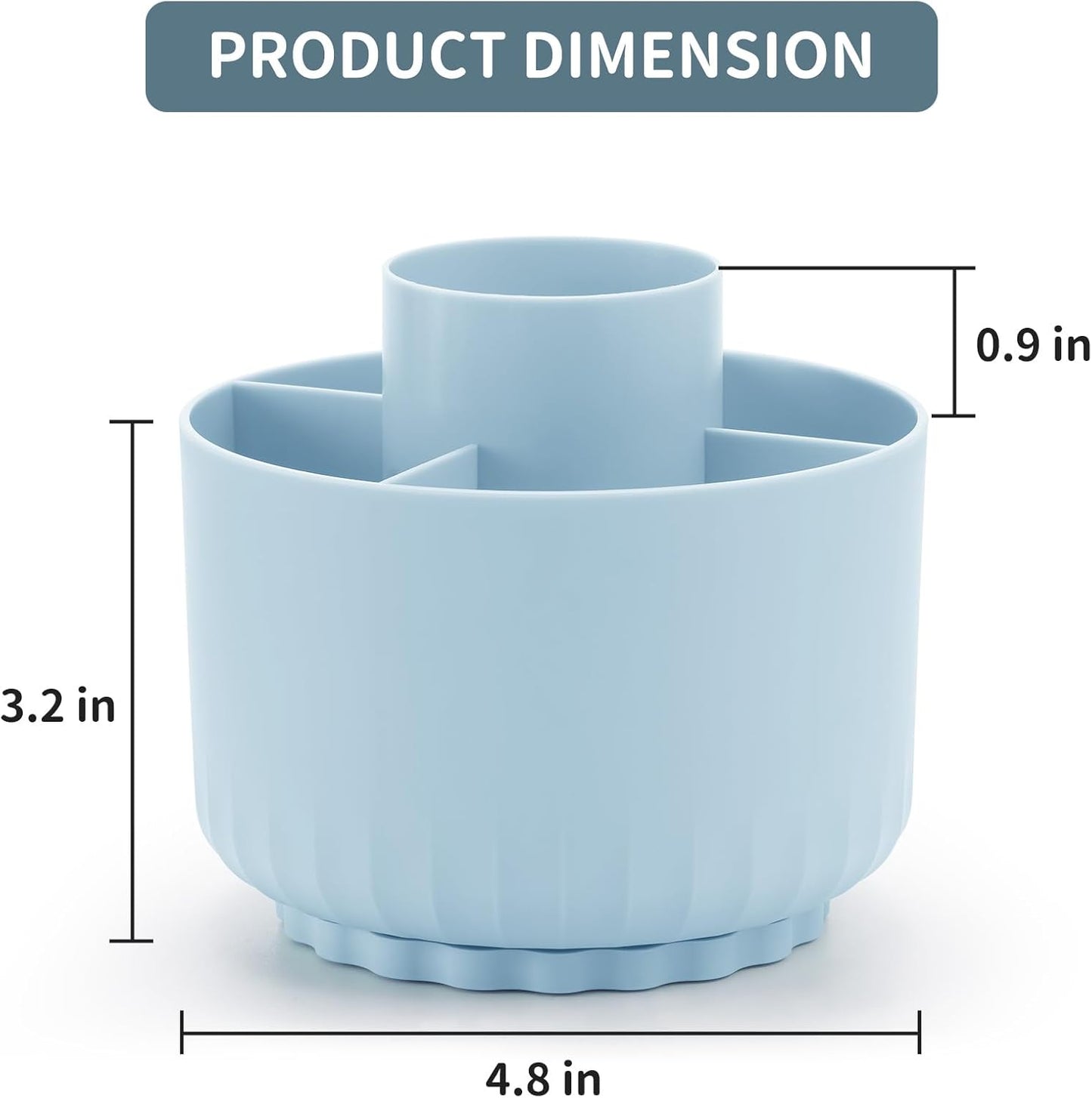 Marbrasse Desk Organizer, 360-Degree Rotating Pen Pencil Holder, Desk Organizers and Accessories with 5 Compartments Pencil Organizer, Art Supply Storage Box Caddy for Office, Home(Blue)