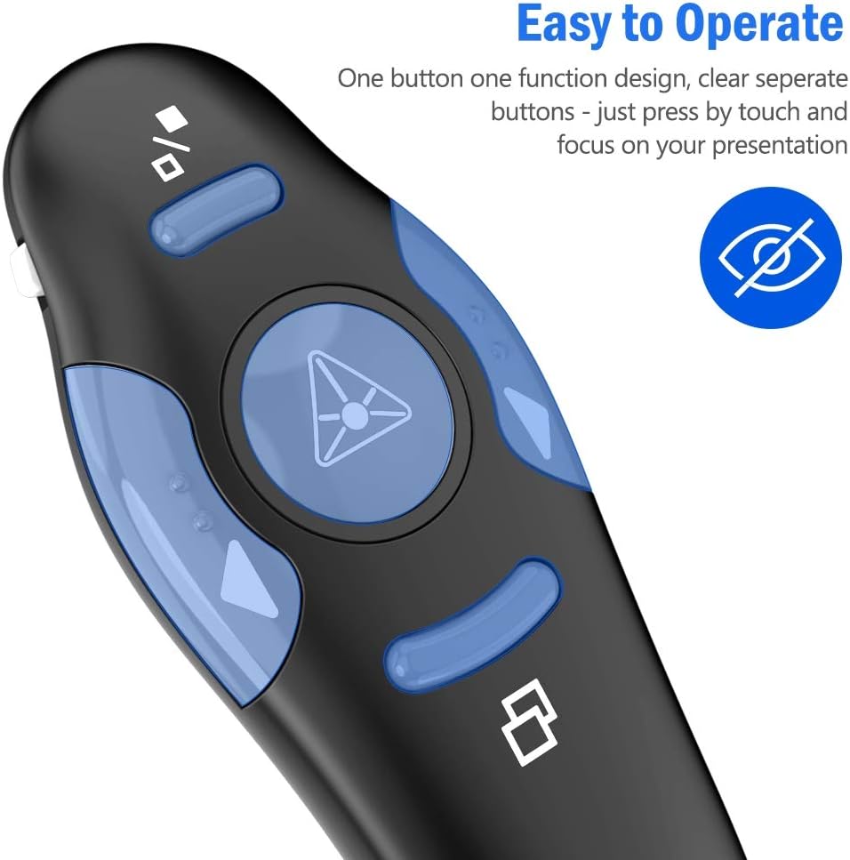 Presentation Remote Clicker, Wireless Presenter for PowerPoint Presentation Remote, RF 2.4GHz USB for Mac, Keynote, Computer, Laptop