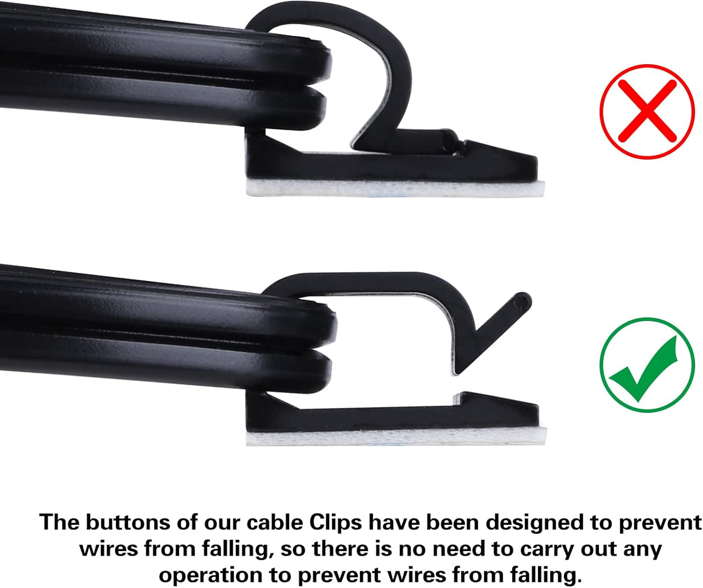 XHF 5/8” Adhesive Cord Clips White 60pcs, Cable Management Staples for Under Desk, Car, Wall, TV, PC, Ethernet
