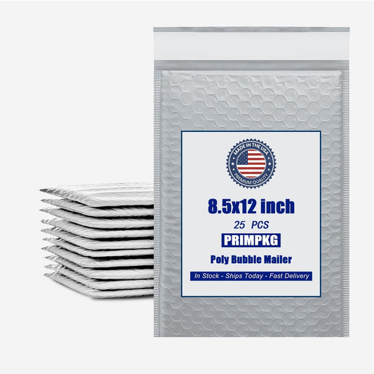 8.5in x 11in Bubble Mailer, Gray Poly Mailer, Padded Envelope, Shipping Envelope, Waterproof, Self-Sealing, For Small Business, Shipping, Mailing, Boutique Packaging(25PCS)
