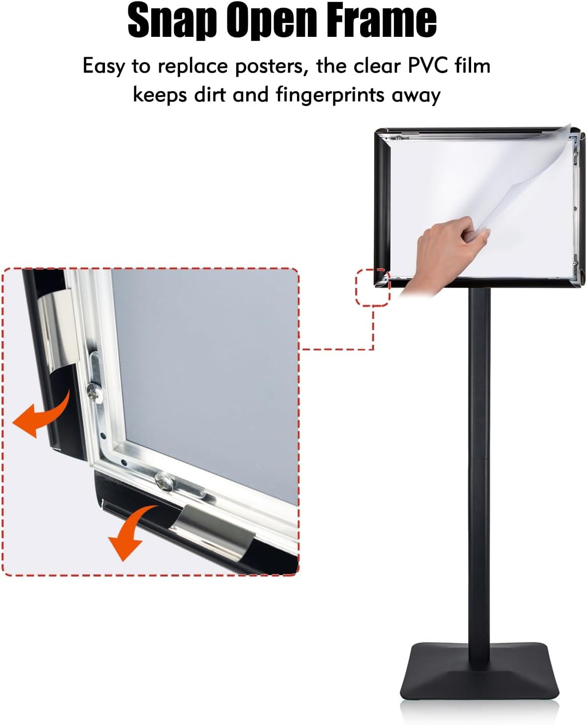 Sign Stand for Display, 11lbs Integrated Rod Heavy Duty Pedestal Floor Signage Stand Holder, for Outdoor or Indoor Advertising (8.5 x 11, Black)