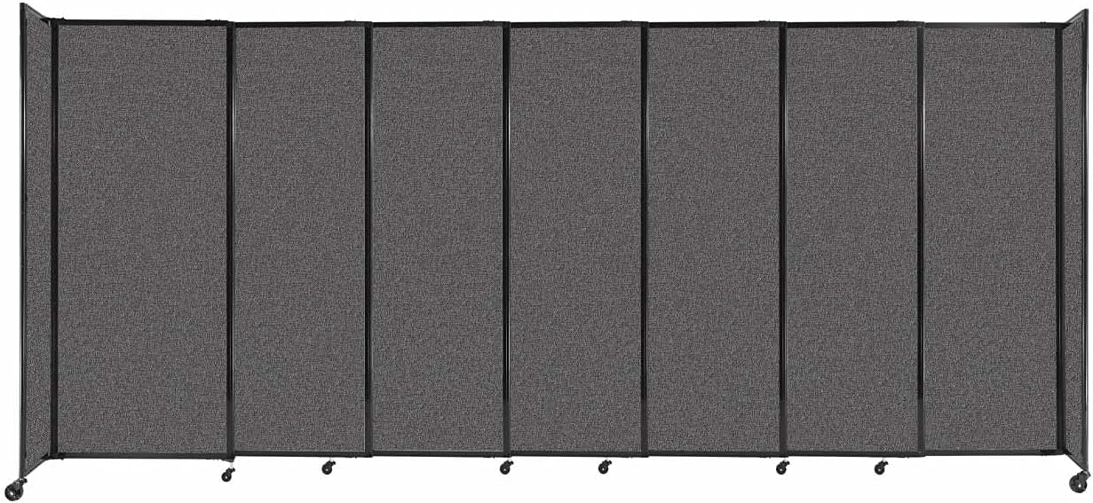 Versare Straightwall Sliding Portable Wall Partition | Freestanding Office Dividers | Locking Wheels | Temporary Room Separator | 15'6'' Wide x 6'10'' Tall Charcoal Gray Fabric Panels