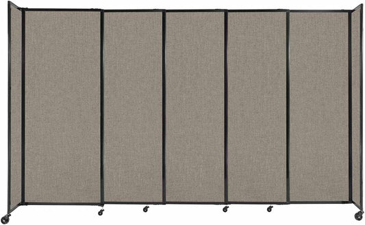 Versare Straightwall Sliding Portable Wall Partition | Freestanding Office Dividers | Locking Wheels | Temporary Room Separator | 11'3" Wide x 6'10" Tall Warm Pebble Fabric Panels