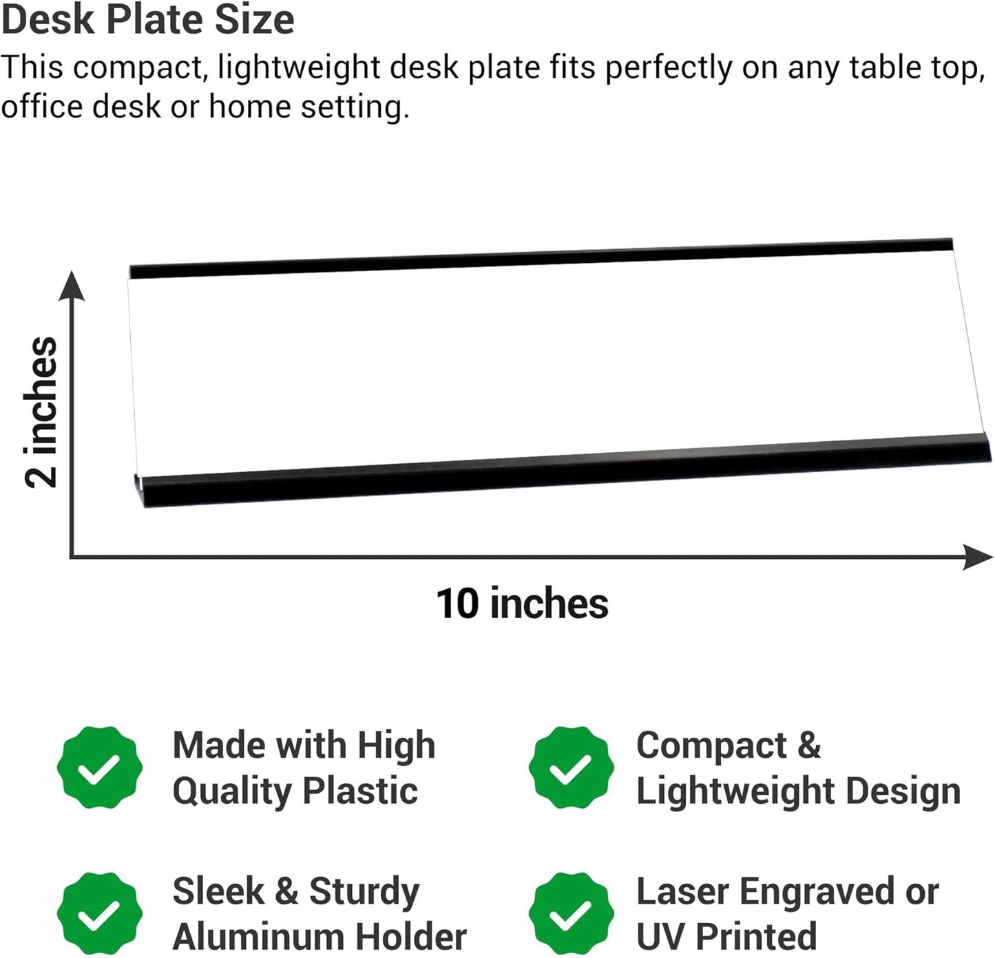 Custom Engraved Desk Plate | Personalized with your Name and Title | Perfect Decor for Office, Business, or Home | Multiple Font and Color Options | 2x8" or 2x10" (Marble w/Black Letters, 2x10")