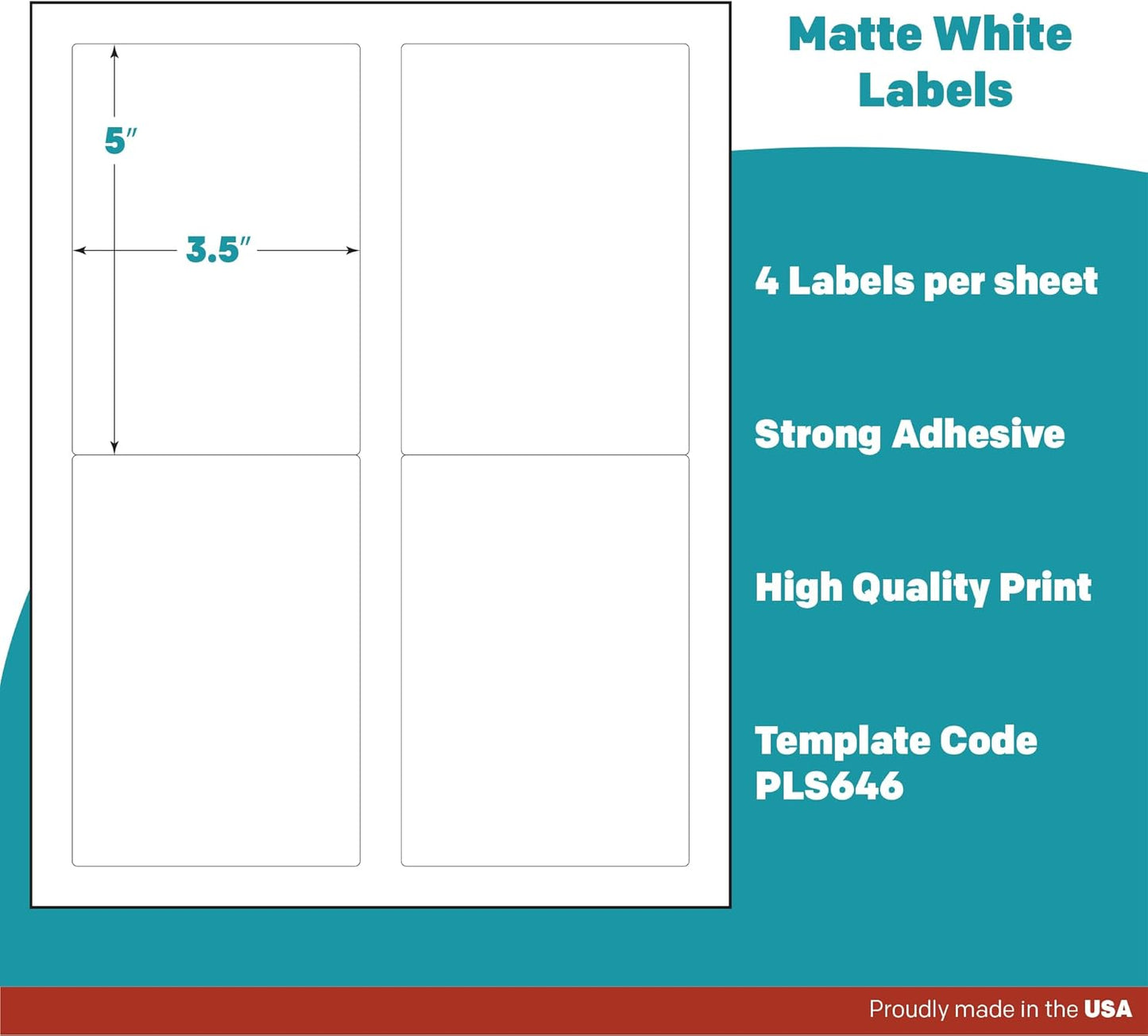 Premium Label Supply White Sticker Mailing/Shipping Labels – 3.5" x 5" – Laser/Inkjet Compatible – (4 per Sheet), 2000 Sheets - 8,000 Total Adhesive Labels