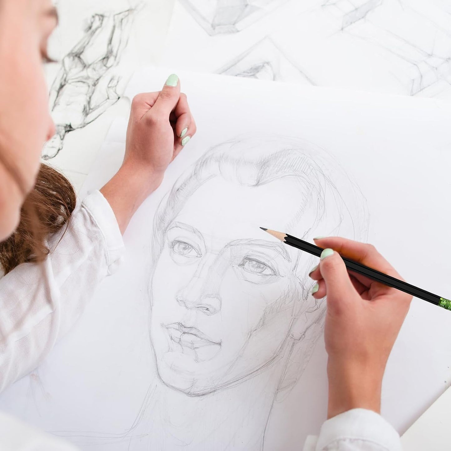 TecUnite 120 Pcs #2 HB Pencils with Eraser No 2 Unsharpened Wooden Hexagonal Pencils for Adults Gifts for School Exam art Learning Office Sketching (Black)