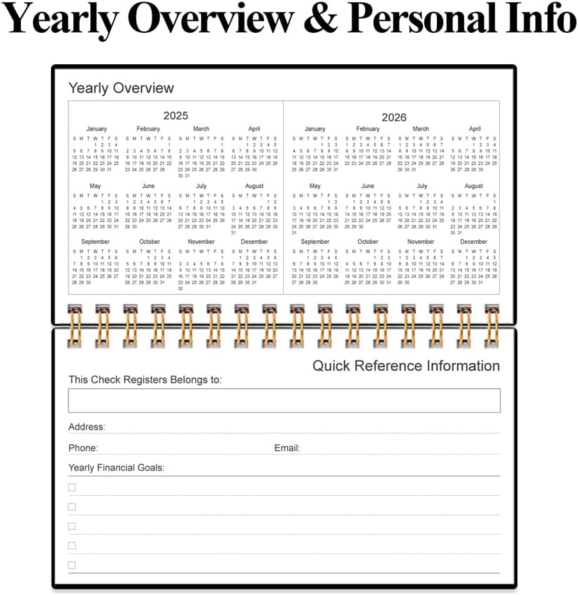 Check Registers for Personal Checkbook - A6 Blank Ledger Transaction Registers for Personal, Check Register Book for Checking and Saving Account, Deposit and Credit Card, 3,75" x 6.75", Black