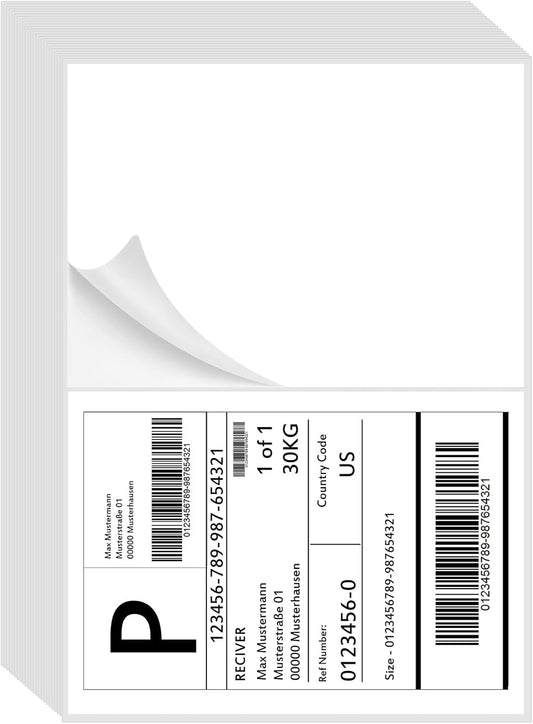 1000 Half Sheet Self Adhesive Shipping Labels, 8.5" x 5.5" Address Labels Laser/Ink Jet White Blank Shipping Stickers(500 Sheets)