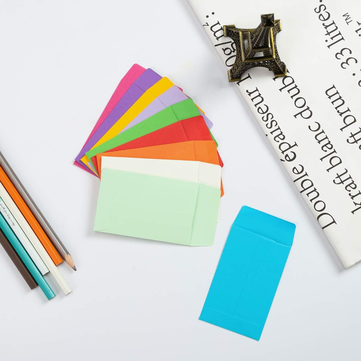 100 Pieces Colorful Small Coin Envelopes Self-Adhesive Seed Envelopes Mini Parts Small Items Storage Packets Envelopes for Garden, Office or Wedding Gift (2.25×3.5 inch)