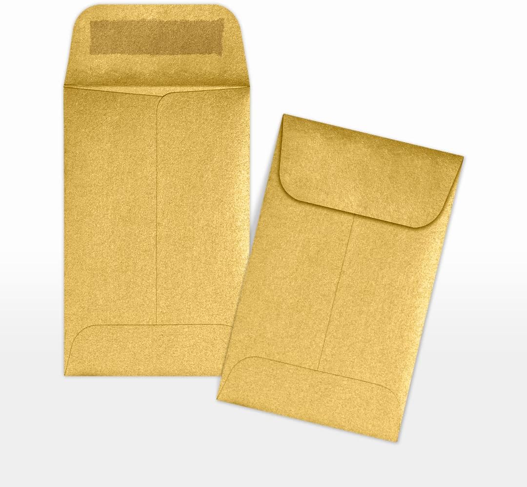 LUXPaper #1 Coin Envelopes | 2 1/4" x 3 1/2" | Gold Metallic | 80lb. Text | 50 Qty