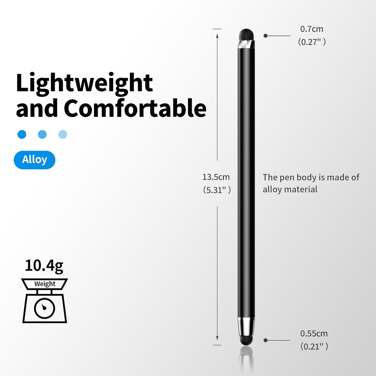 10 PCS Stylus,Stylus Pen for Touchscreen,Stylus 2-in-1 High Sensitivity & Precision Suitable for Touch Screens of iPhone/ipad/Android Tablets(10 Stylus Pen Withe/Black + 20 Tips)