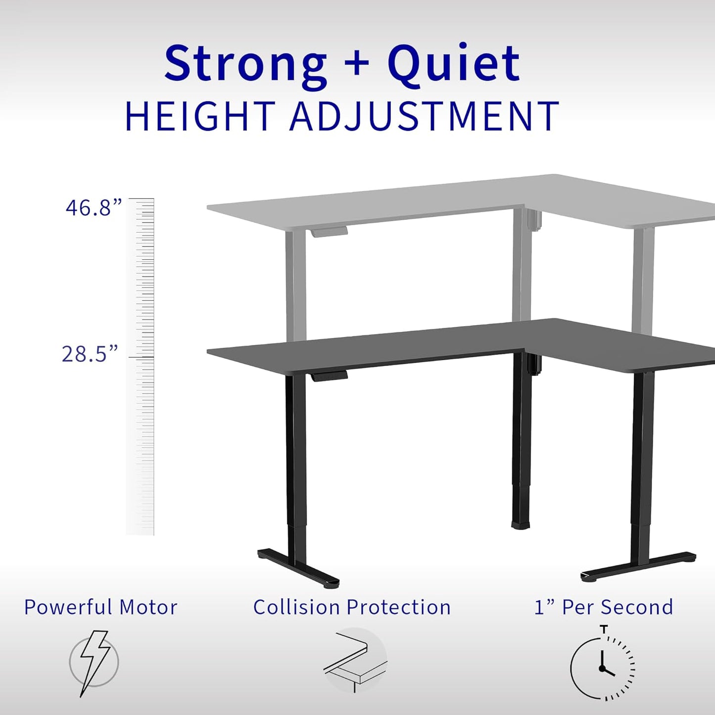 VIVO Electric Corner L-Shaped 63 x 47 in Standing Desk, Memory Height Adjustment, Light Wood Top White Frame, DESK-E3CTWC-47