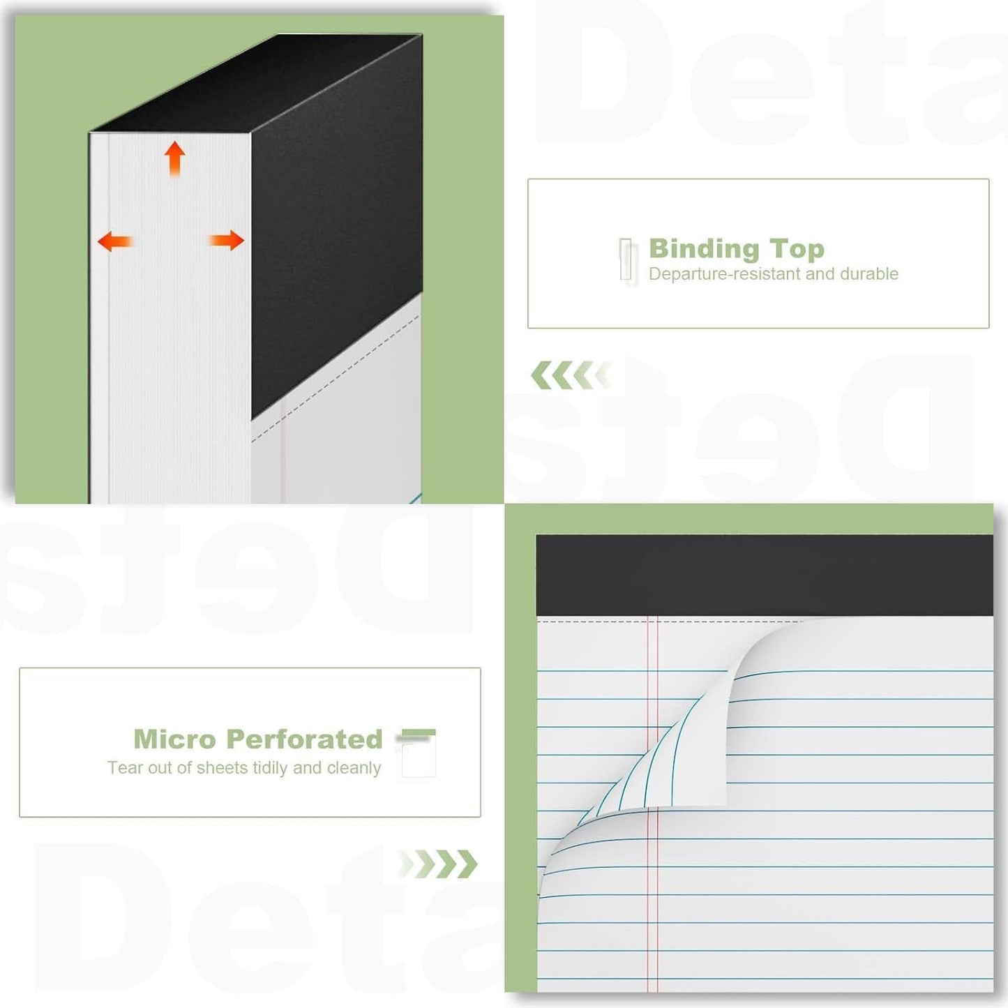 Legal Pads 8.5 x 11.75 Inch Notepad, 12 Pack White Legal Pads 8.5 x 11.75 College Ruled Notepads, Micro Perforated Desk Notepad with Study Backboard, White Notepads for School College Office Business
