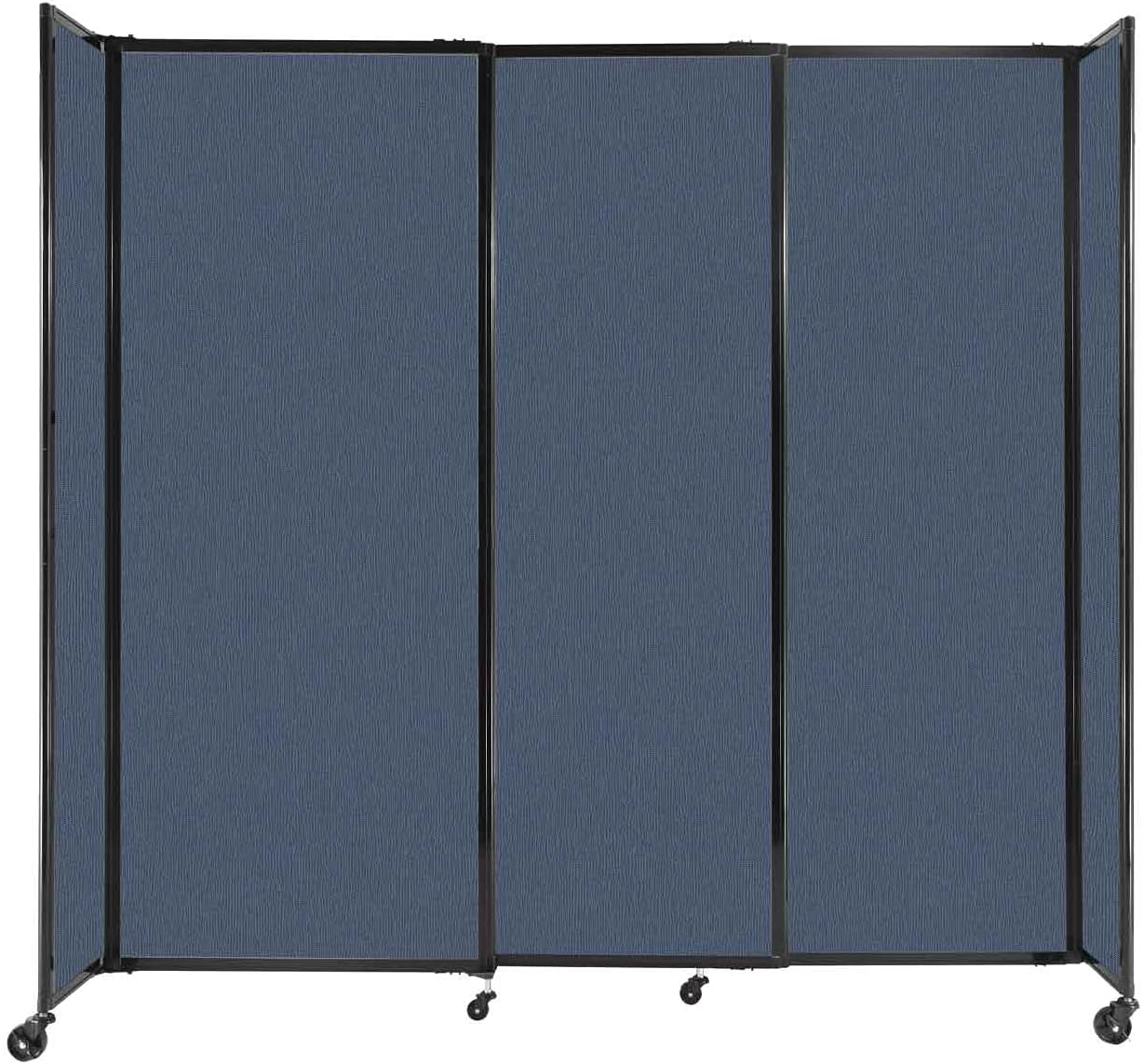 Versare Straightwall Sliding Portable Wall Partition | Freestanding Office Dividers | Locking Wheels | Temporary Room Separator | 7'2'' Wide x 6'10'' Tall Ocean Fabric Panels