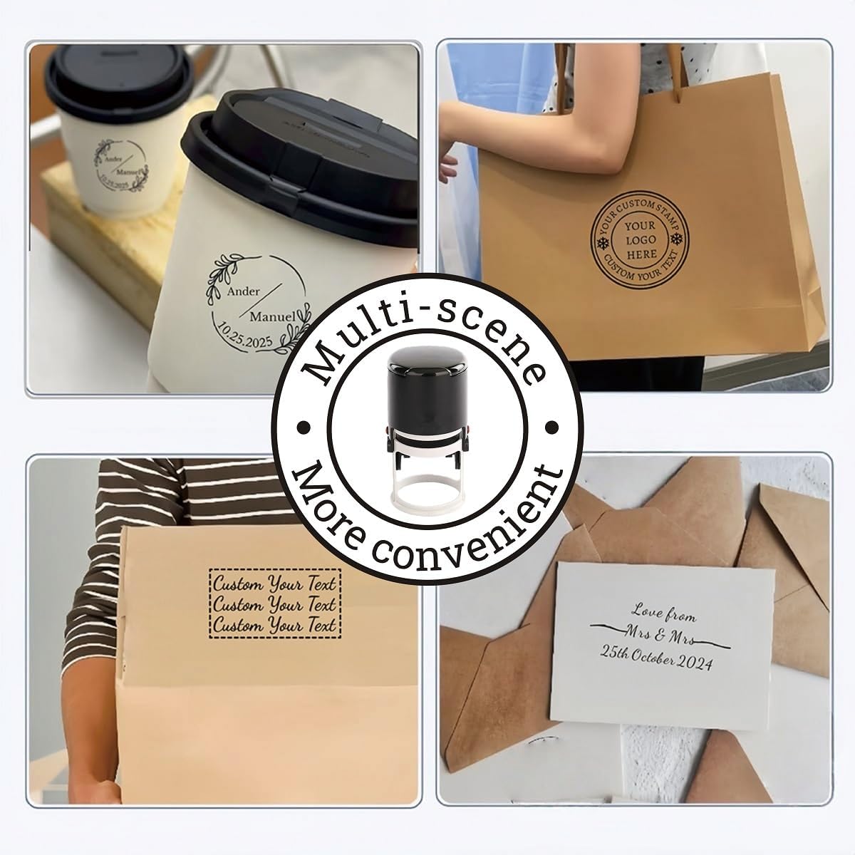 Multi-Size Custom Stamps Self Inking Personalized Logo Name Image Return Address Rubber Stamps for Office Business Personal Use (Rectangle-0.7x1.9inch)