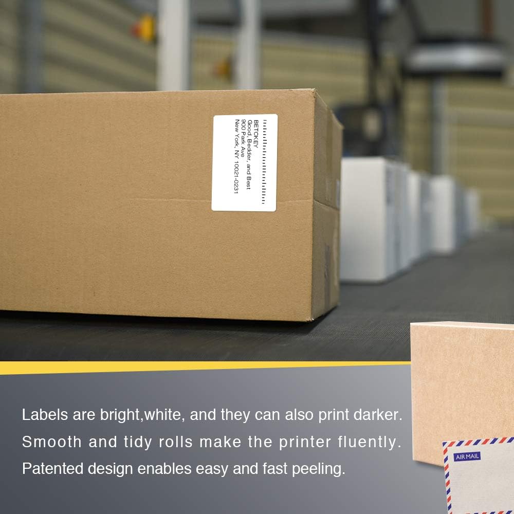 BETCKEY - 3" x 2" (76 mm x 51 mm) Multipurpose & Shipping Labels Compatible with Zebra & Rollo Label Printer,Premium Adhesive & Perforated [10 Rolls, 7500 Labels]