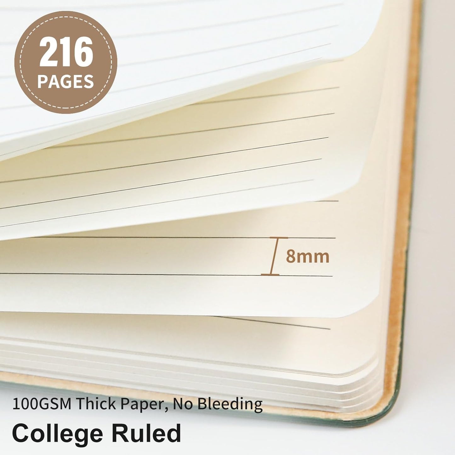 Lined Journal Notebook for Work College Ruled Note Book 5.79"x8.27" A5 PU Leather Daily Journaling 216 Pages for Women Men Writing Home School Supplies Business (A5 Lined 216pages, 09-RoseGold)