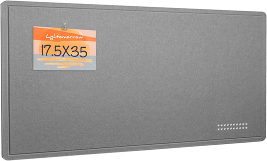 Bulletin Board, 35 x 17 1/2 inches Felt Board - Decorative Pin Board, Cork Board Alternative for Wall, Foldable Picture Board Self-Adhesive Vision Board Prayer Board with 20 Pushpins - Gray