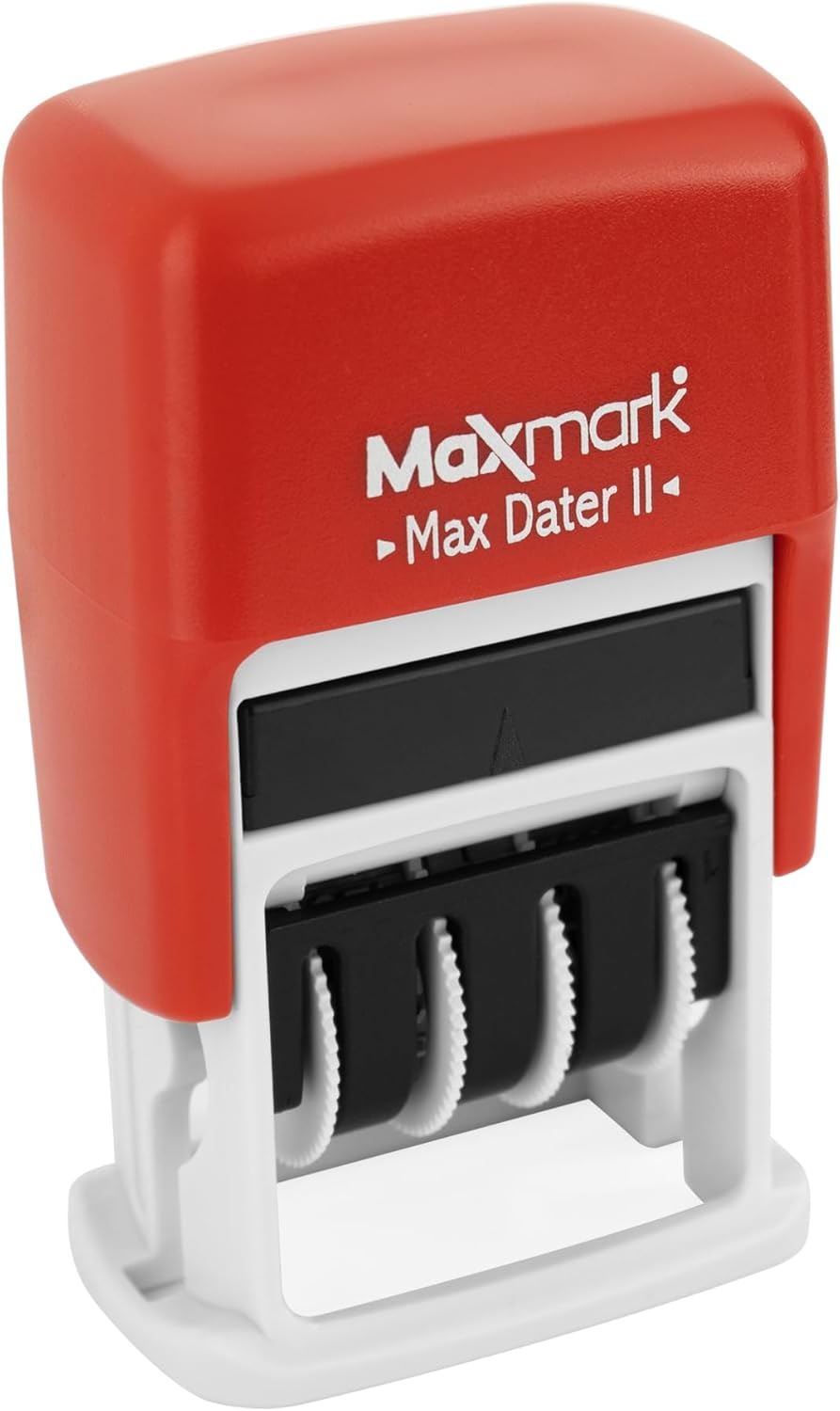 MaxMark Self-Inking Rubber Date Office Stamp with Completed Phrase & Date - RED Ink (Max Dater II), 12-Year Band
