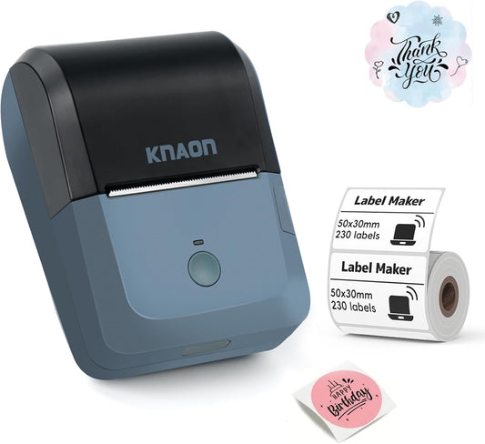 Bluetooth Label Maker Machine with Tape, Y50P Portable Thermal Sticker Maker for Home Office, Small Bussiness & School – Logo Stickers Printer – Includes 230 Labels, Black