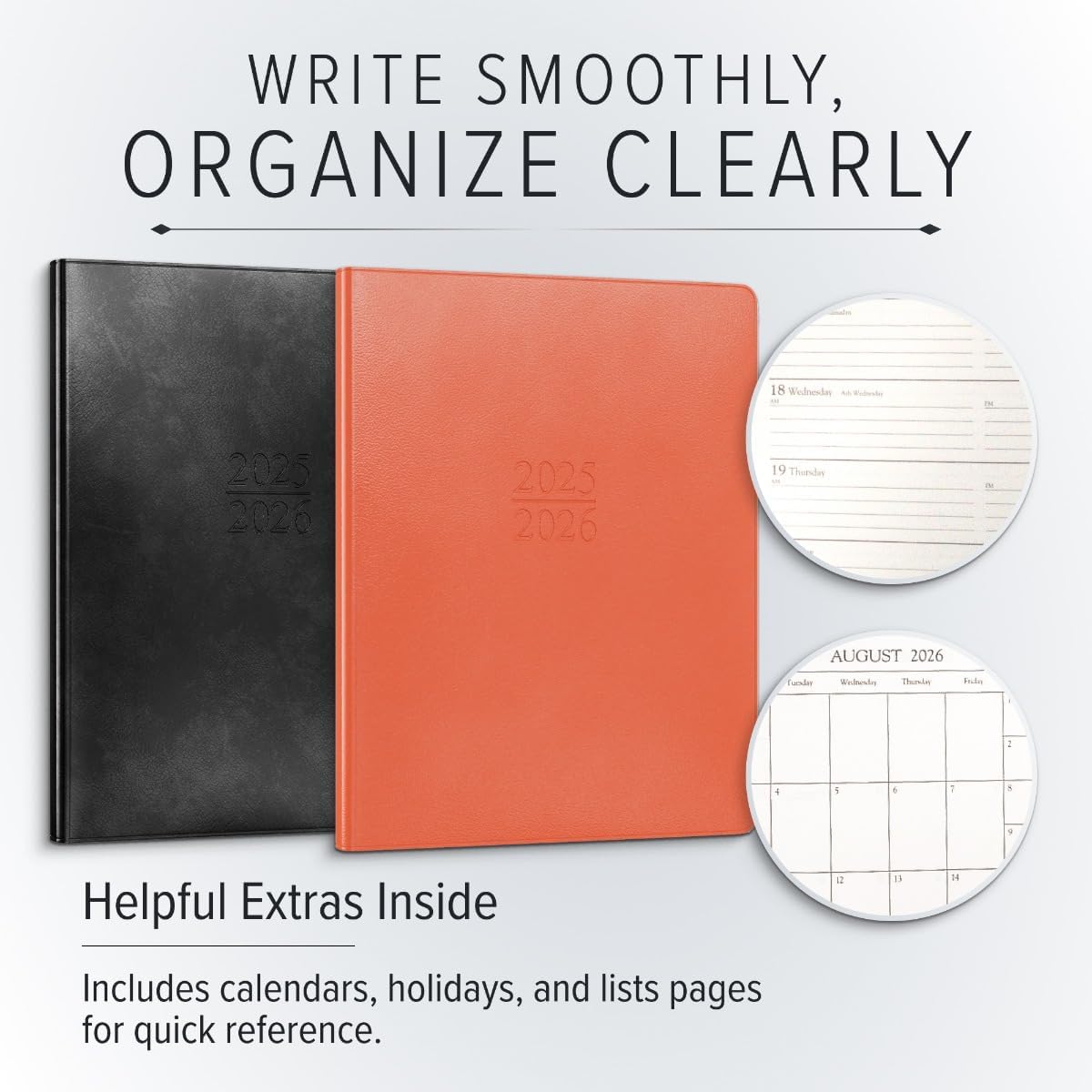 Gallery Leather Academic Planner 2025-2026, Teacher and Student Weekly Monthly Planner, Elegantly Bound Calendar with Gold-Gilded Page Edges, 18 Months - Acadia Lime - 9x7"