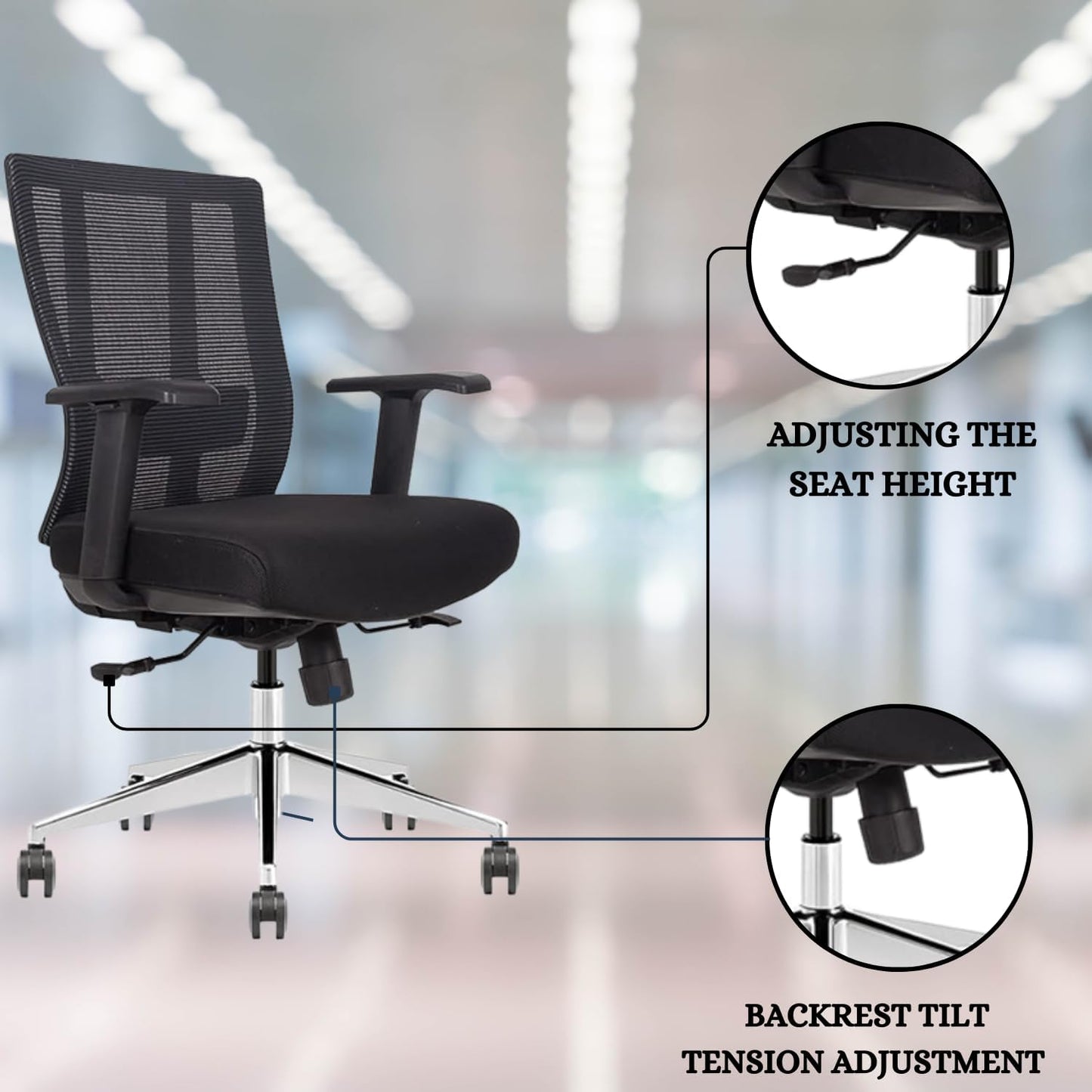 Ergonomic Conference Room Chair Mesh Back with Seat Slide - Adjustable Lumbar Support Computer Desk Chair with Height Adjustable Arms - 5-Star Polished Aluminum Base (Pack of 2)