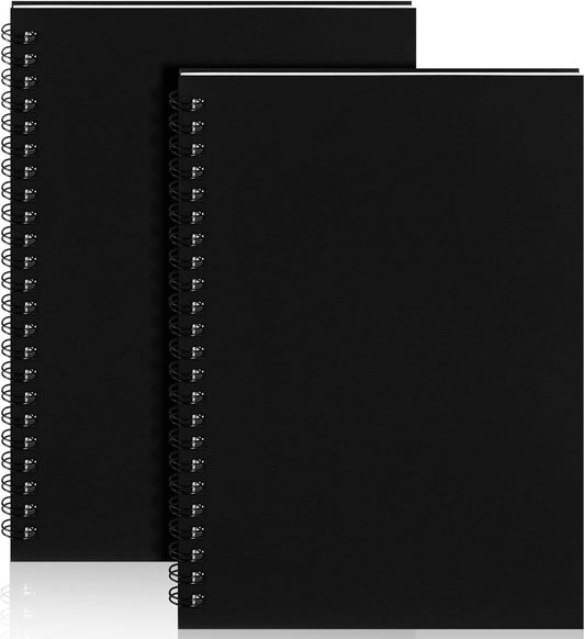 Yahenda Spiral Notebook Bulk A5 Journal Lined 8.3'' x 5.5'' Writing Composition Paper Small Notepad Subject Notebook for Students Office Business Back to School Supplies(Black,2 Pcs)