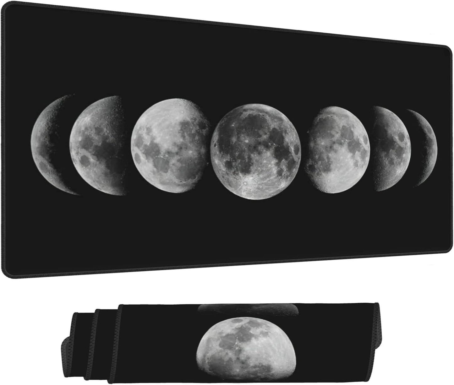 Desk Mat,Celestial Moon Phases Extended Gaming Mouse Pad for Office Work & Game,Computer Keyboard Mouse Mat Desk Non-Slip Rubber Base Large Mousepad with Stitched Edges, 31.5x15.7inch