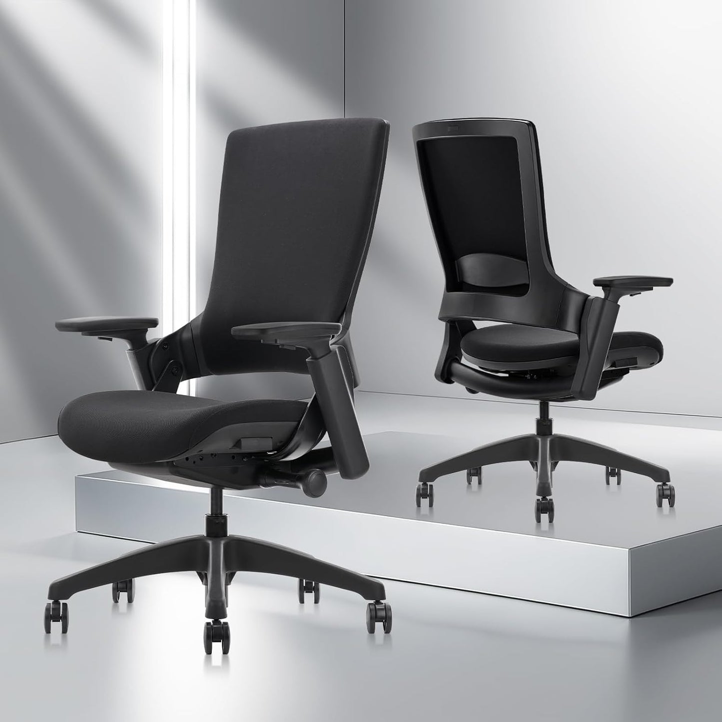 CLATINA Office Chair Swivel Executive Chair, Adjustable Ergonomic Computer Chair with 3D Armrest and Lumbar Support, Fabric Backrest Task Chair for Home Office Conference Room