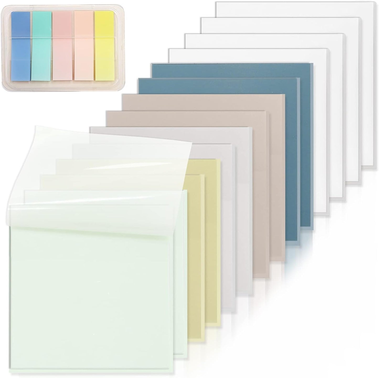 ‎SYMDROMIA Transparent Sticky Notes, 3"x3" Clear Sticky Notes, Post Translucent with See Through Self-Adhesive Sticky Pads for Office School College Supplies, 800 Sheets Soft Morandi