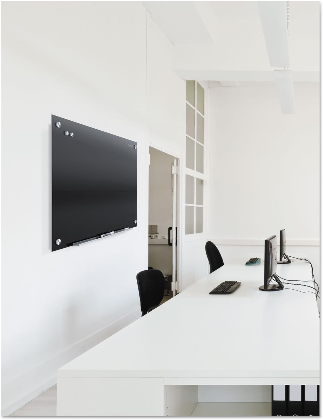 Quartet Glass Whiteboard, Magnetic Dry Erase White Board, 48" x 36", Black Surface, Infinity (G4836B)