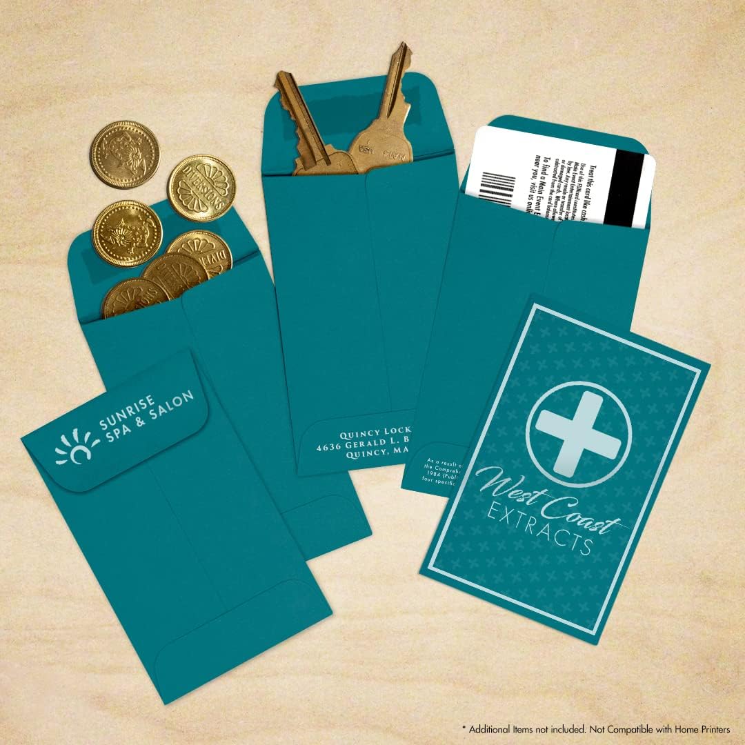 LUXPaper #1 Coin Envelopes | 2 1/4" x 3 1/2" | Teal | 80lb. Text | 500 Qty
