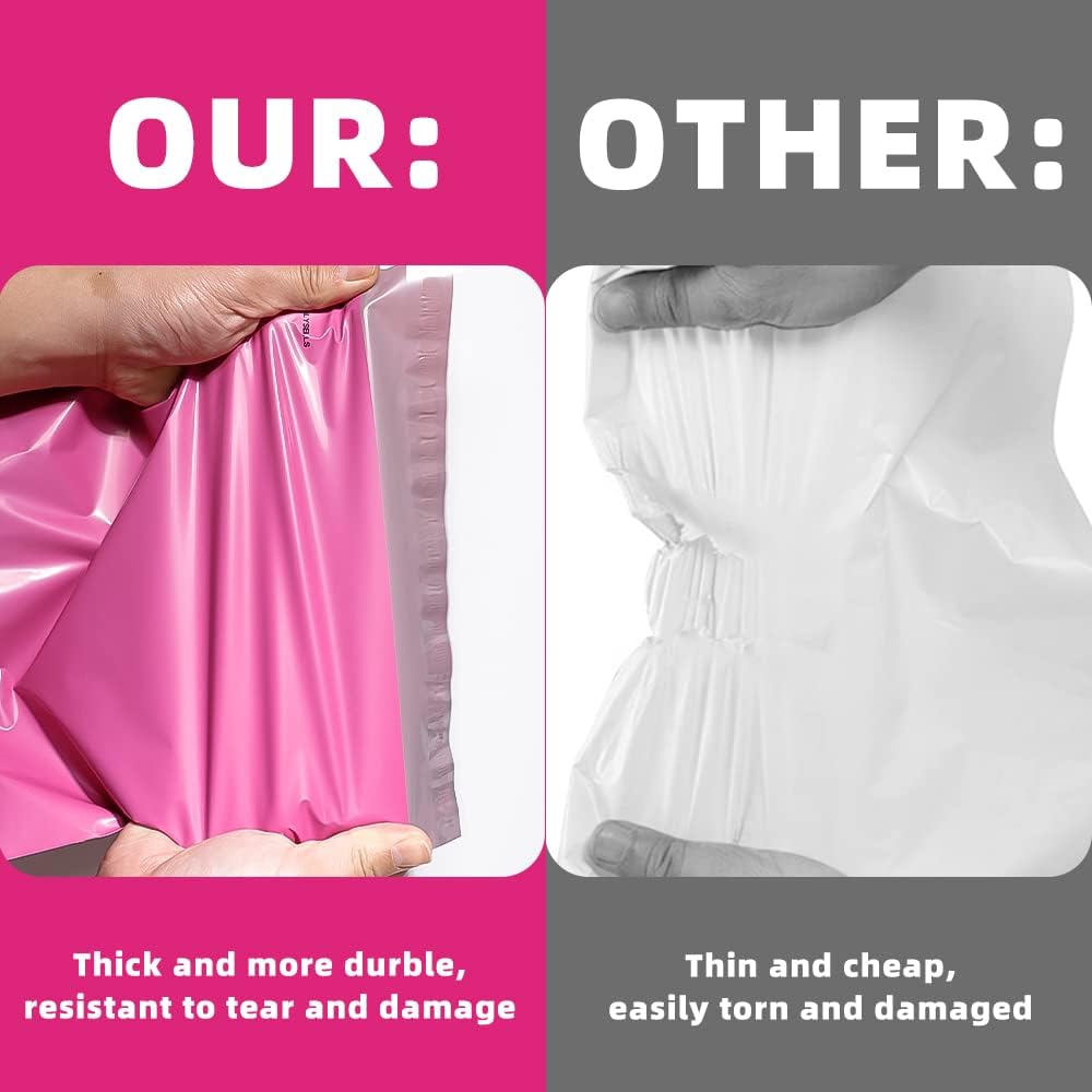 POLYSELLS 100 pcs 14.5x19 Inches Pink Poly Mailers Shipping Envelopes, Strong Adhesive Sealing, Waterproof, and Tear-resistant Postal Mailing Bags for Clothing, Books, and Accessories