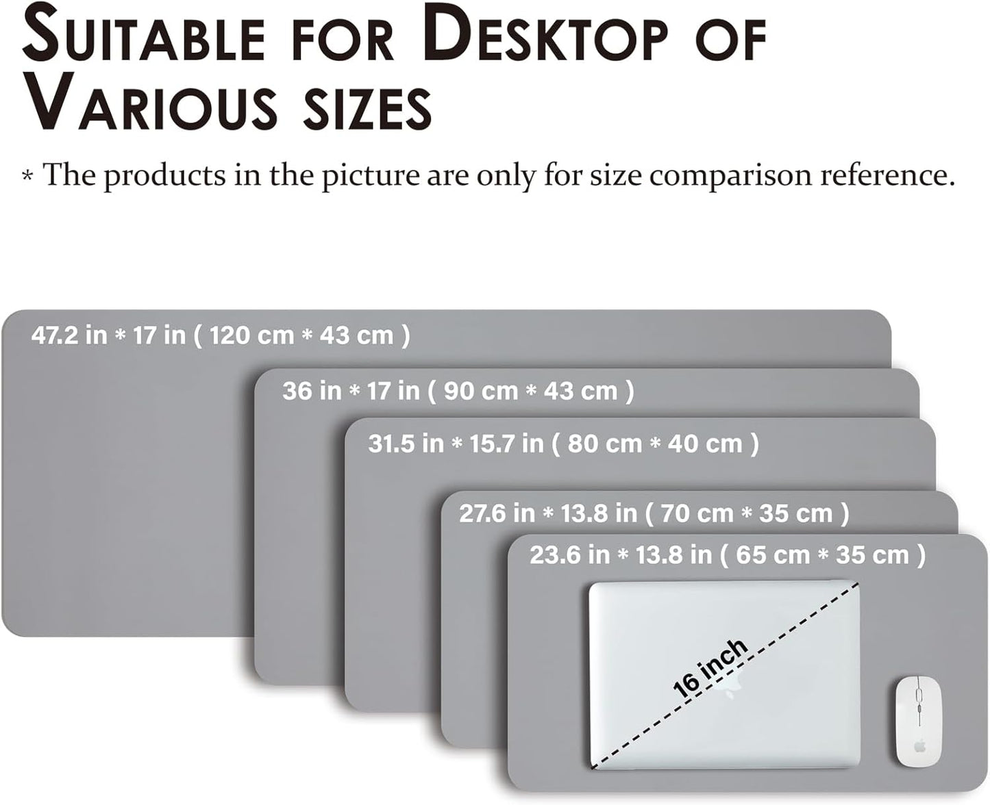 HOMIEAZICOZI Leather Desk Mat - Non-Slip PU Pad for Office and Home Organization Accessories Ideal Large Mouse Mats on Top of Desks (Dark Gray,31.5''x 15.7'') (DPD-DGr-M)