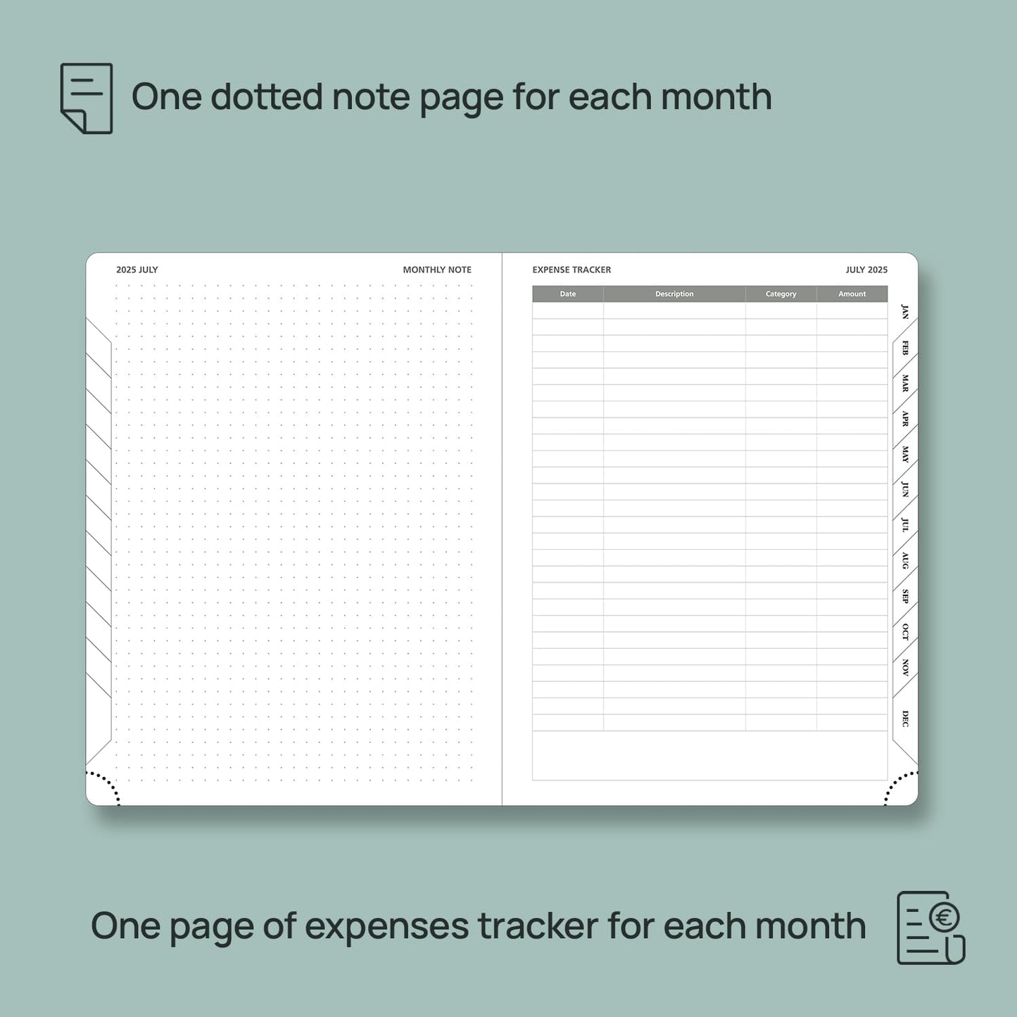 POPRUN Monthly Planner 2025-2026 (Medium- 6.5'' x 8.5'' Soft Cover), 18-Month Calendar Book (Jul.2025-Dec.2026), Calendar Planner with Monthly Tabs & Pocket, 100 GSM Paper - Black