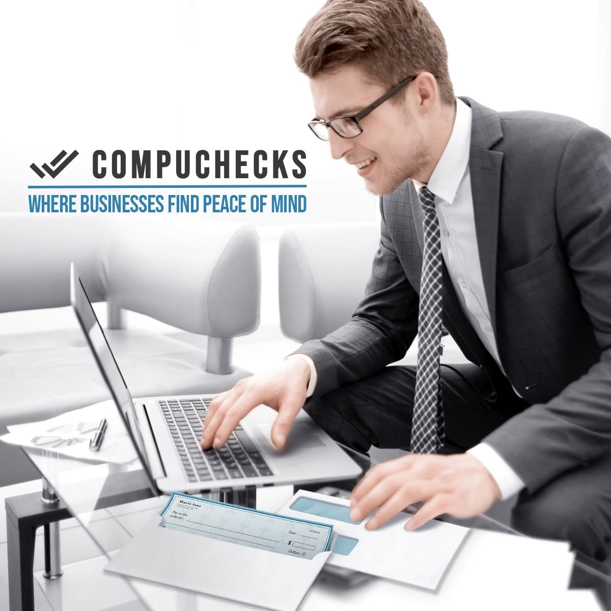 Compuchecks Double Window Envelopes #8 - Gummed, Security Business Mailing Check Envelopes - Tamper Evident, Security Tint - 1000 Count – Guaranteed to fit QuickBooks Checks