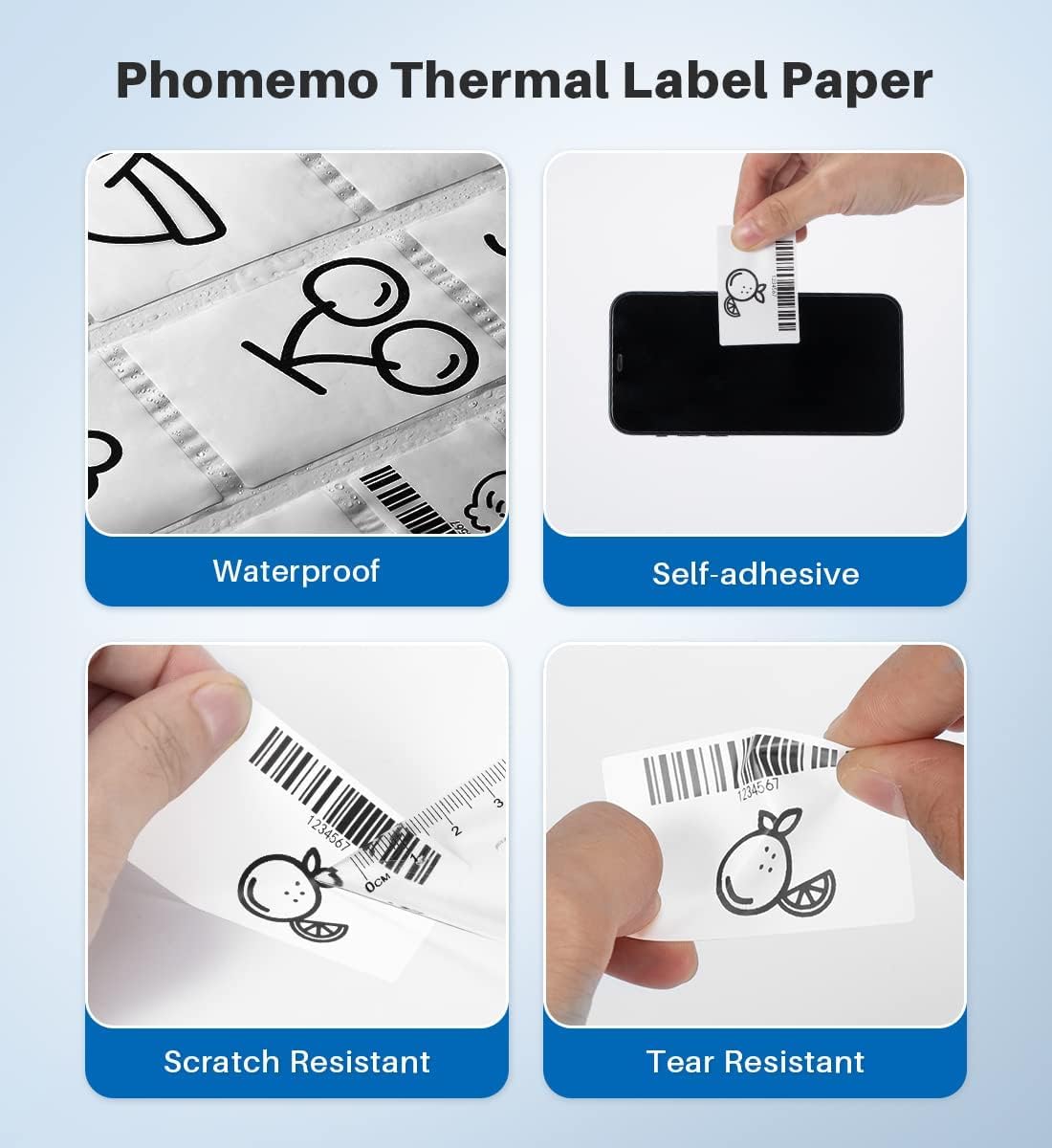 Phomemo 2.36" x 3.14" Multipurpose Labels, Thermal Sticker Label, Premium Adhesive,Compatible with M220 M250 M260 M221 M200 Printer for Logo Design, QR Code, Name Tag, Inventory, 3 Rolls