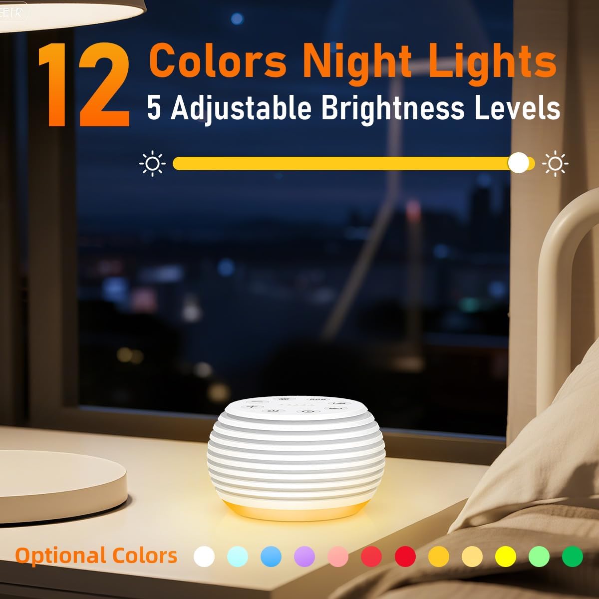 SleeZOO Portable Sound Machine White Noise Machine Sleep Machine with 30 Soothing Sounds 12 Lights 5 Timers 32 Volume Levels Memory Function Rechargeable for Baby Kids Adults and Home Office Travel