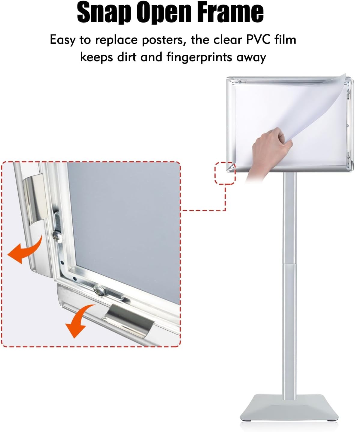 Sign Stand for Display, 11lbs Integrated Rod Heavy Duty Pedestal Floor Signage Stand Holder, for Outdoor or Indoor Advertising (11 x 17, Silver, 3Pack)